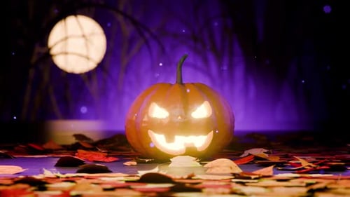 Display background with high-end sinister pumpkin. Halloween banner. Halloween holiday concept. Happ