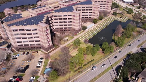 Aerial View of Michael E DeBakey VA Medical Center Building in Houston, Texas USA
