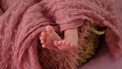 Tiny Baby Feet in a Basket