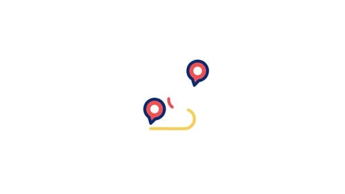Animated GPS Navigation Path with Location Pins