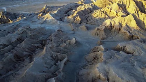 Erosion creates remote rugged landscape in Atacama desert in Chile