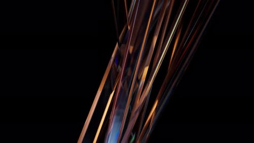 Tiges de verre abstraites pivotant sur fond noir