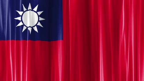 Elegant Waving Taiwan Flag with Glossy Shimmer Effect