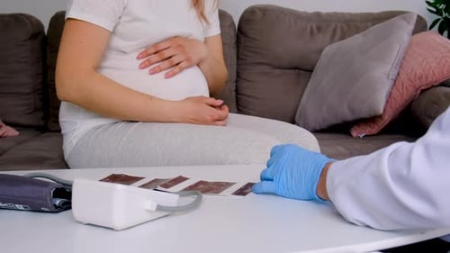 A Pregnant Woman Gives a Urine Test