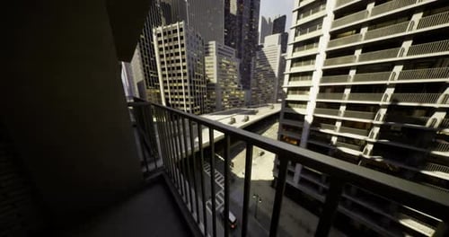Modern City View From a Balcony Overlooking Urban Architecture