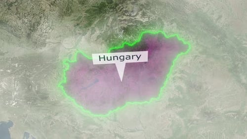 Satellite Map Zoom to Hungary Country Reveal