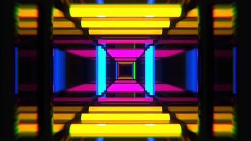 Multicolor Neon Abstract Strobe Hallway Background Vj Loop I 4K