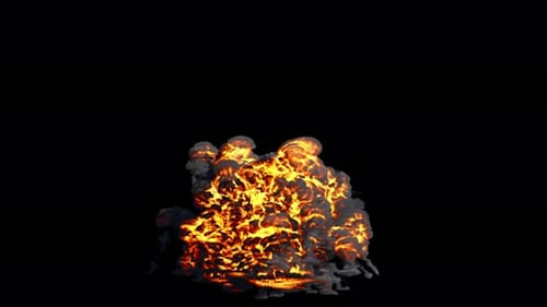 Explosion with fire and smoke, close view
