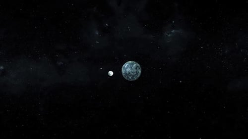 Planet und Mond im Weltraum