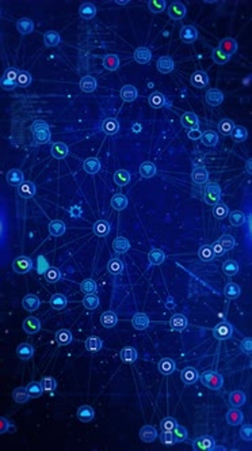 Digital Technology Communication Icons Network Looping Background