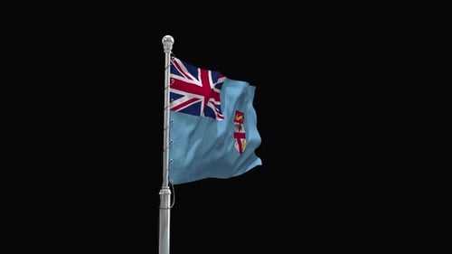 Fiji National Flag Waving Animation on Black