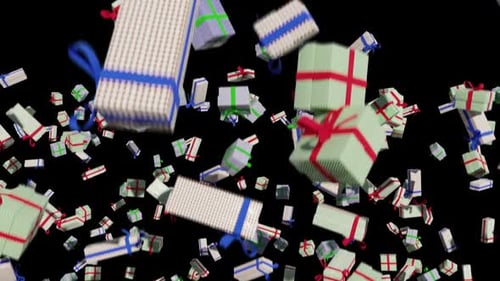 Falling Christmas Gifts With Alpha Channel