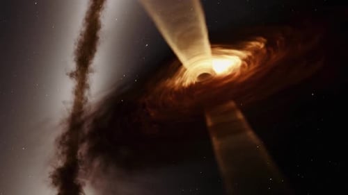 Dynamic Cosmic Black Hole with Relativistic Jets Animation