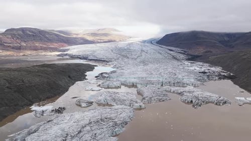 Aerial view of Heinabergsjokull glacier, Iceland.