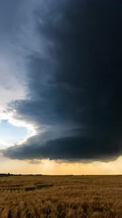 Massive Storm Clouds Building Atmosphere With Lightning And Heavy Rain