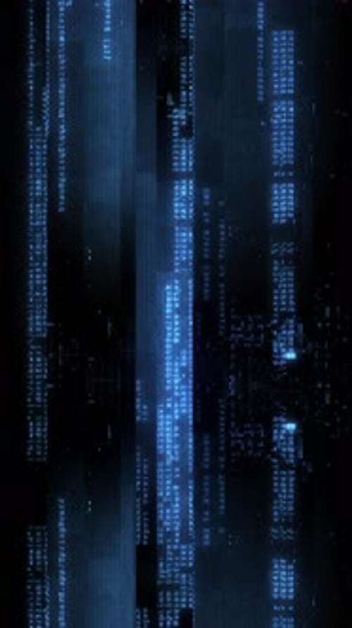 Futuristic Digital Data Stream Glitch Effect Animation