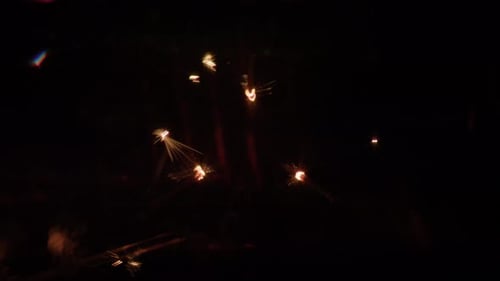 Sparkler Burning and Glittering in the Dark