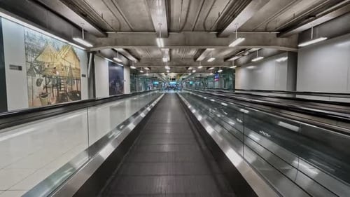 Moving Walkway in Modern Airport Terminal
