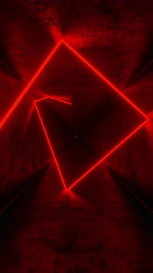 Abstrakte vertikale nahtlose Schleifenanimation eines roten Neonstrahls, der sich im dunklen Tunnel bewegt