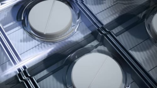 Clear Empty Blister Packs Moving on Conveyor Belt Pharma