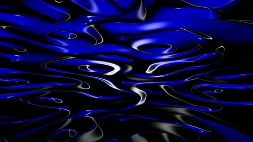 Abstract Metallic Blue Fluid Waves Seamless Loop Background