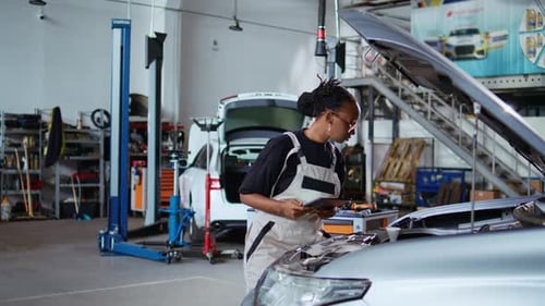 Engineer Working in Professional Garage