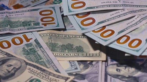 Close Up of American Hundred Dollar Bills