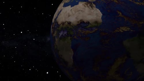Realistic Rotating Earth Globe with Stars in Space