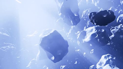 Flying Through a Cinematic Space Asteroid Field Background