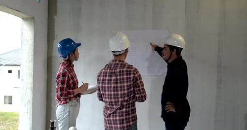 Group of young asian of building architect construction engineer have meeting