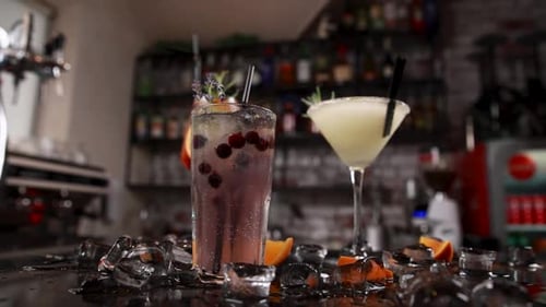the bartender prepares a cocktail at the bar