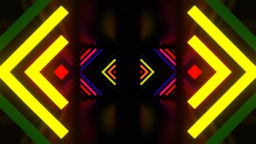 Éléments de lumière au néon multicolores en arrière-plan de couloir Vj Loop en 4K