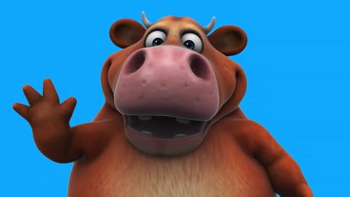 Fun 3D cartoon cow saying hi (with alpha channel included)