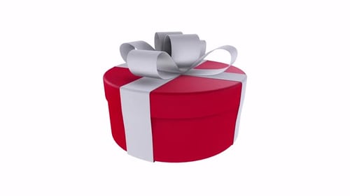 Animated Rotating Red Gift Box with Elegant White Ribbon