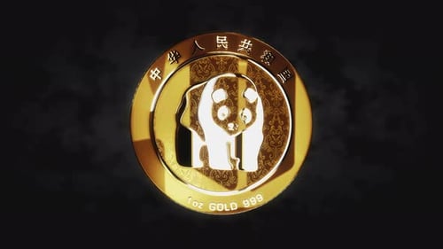 3D Golden Panda Coin Rotation Animation
