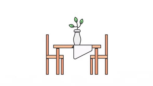 Flat Design Animated Dining Table and Chairs Build
