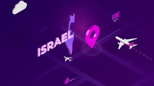 Isometric Israel Map Location Pin Travel Animation
