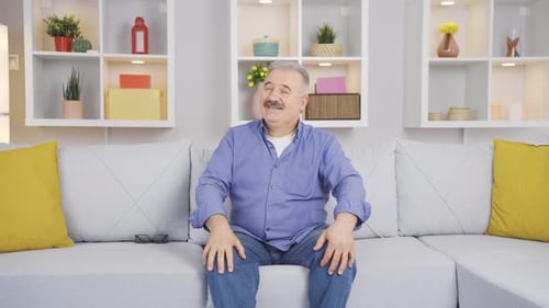 Old man remembering and missing his happy memories.