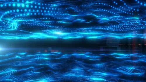 Abstract Blue Digital Wave Particle Background