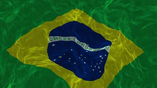 Realistic Waving Brazilian Flag Loop Background Animation