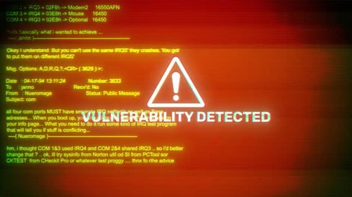 Vulnerability Detected On Hacking & Error Message Digital Screen Message On Computer Screens