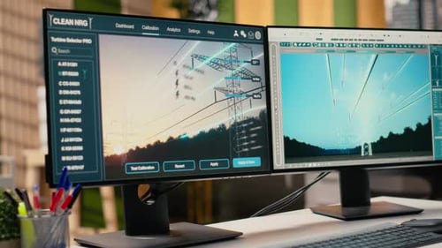Digitales Modellierungstool auf dem Computer, das für die Entwicklung intelligenter Stromnetze verwendet wird