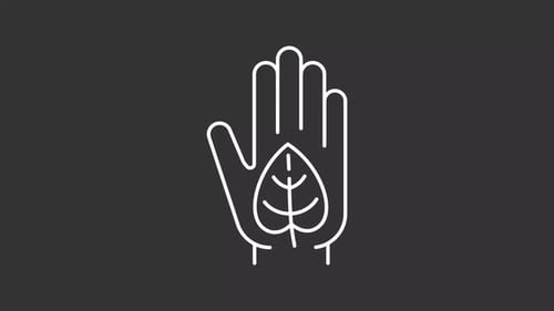 Minimalist Hand Holding Leaf Line Art Reveal Animation