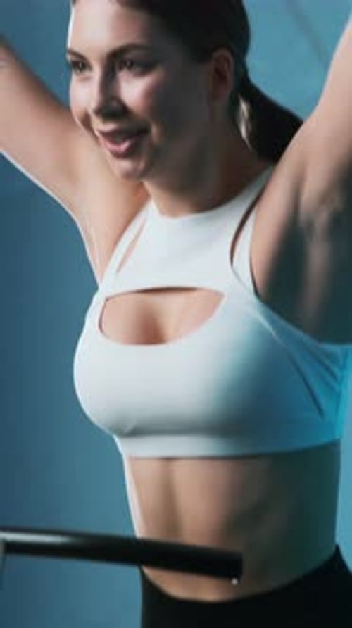 Woman Exercising on a Mini Trampoline for Fitness