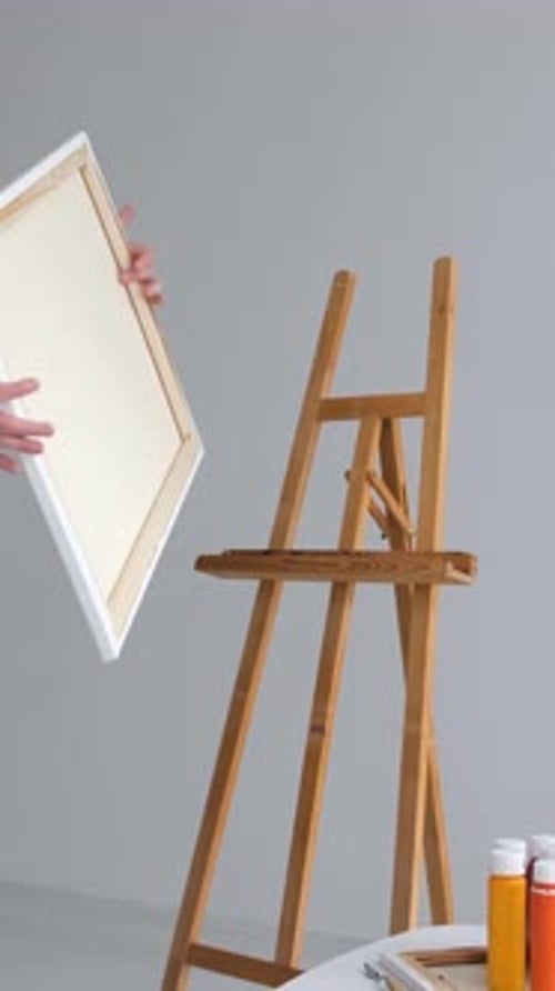 A Wooden Easel in a Minimalist Art Studio That Inspires Creativity and Focus