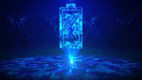 Futuristic Glowing Battery Charge Technology Animation
