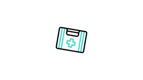 Animated Flat Design Medical Kit Icon Reveal