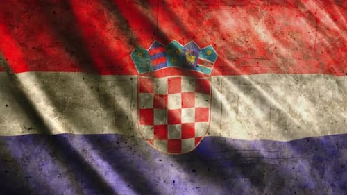 Distressed Croatian Flag Waving Grunge Texture Background