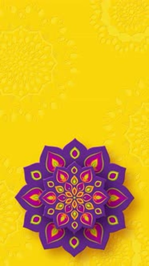 Rotating Indian Rangoli or Mandala for Diwali festival of lights.