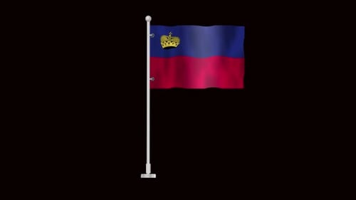Liechtenstein Flag Waving Animation on Black Background
